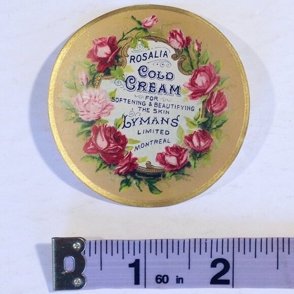2 Vintage Cold Cream jar Labels Rosalia by Lymans Montreal roses flowers - Picture 2 of 2